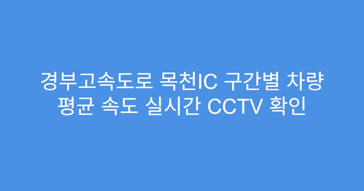 경부고속도로 목천IC 구간별 차량 평균 속도 실시간 CCTV 확인
