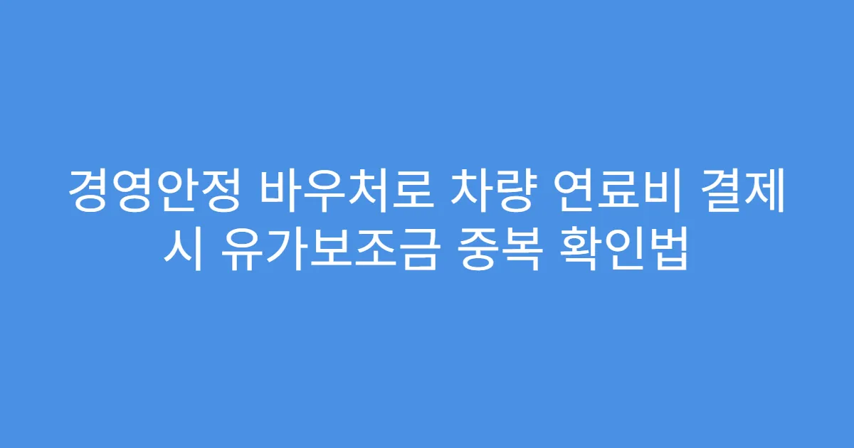 경영안정 바우처로 차량 연료비 결제 시 유가보조금 중복 확인법