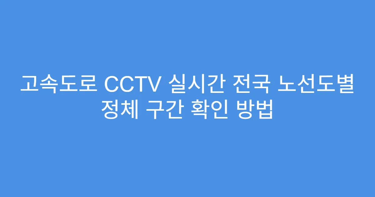고속도로 CCTV 실시간 전국 노선도별 정체 구간 확인 방법