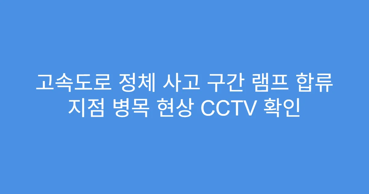 고속도로 정체 사고 구간 램프 합류 지점 병목 현상 CCTV 확인