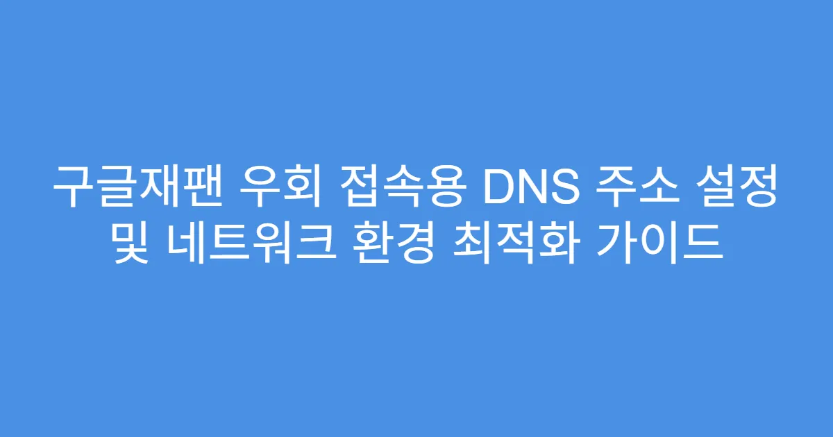 구글재팬 우회 접속용 DNS 주소 설정 및 네트워크 환경 최적화 가이드