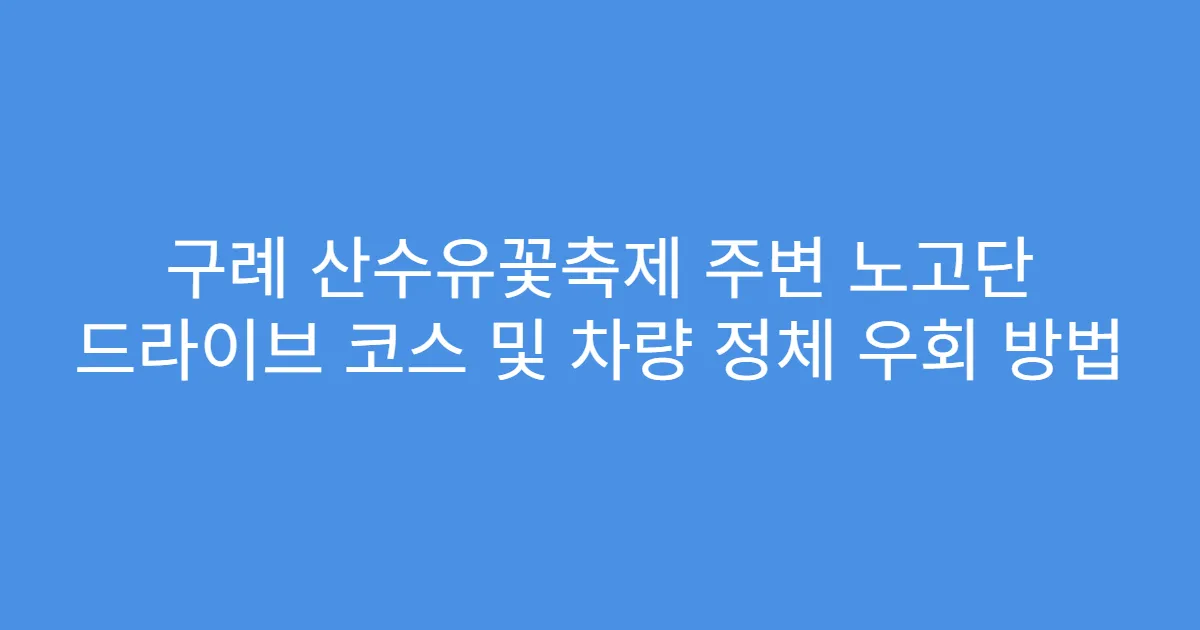 구례 산수유꽃축제 주변 노고단 드라이브 코스 및 차량 정체 우회 방법