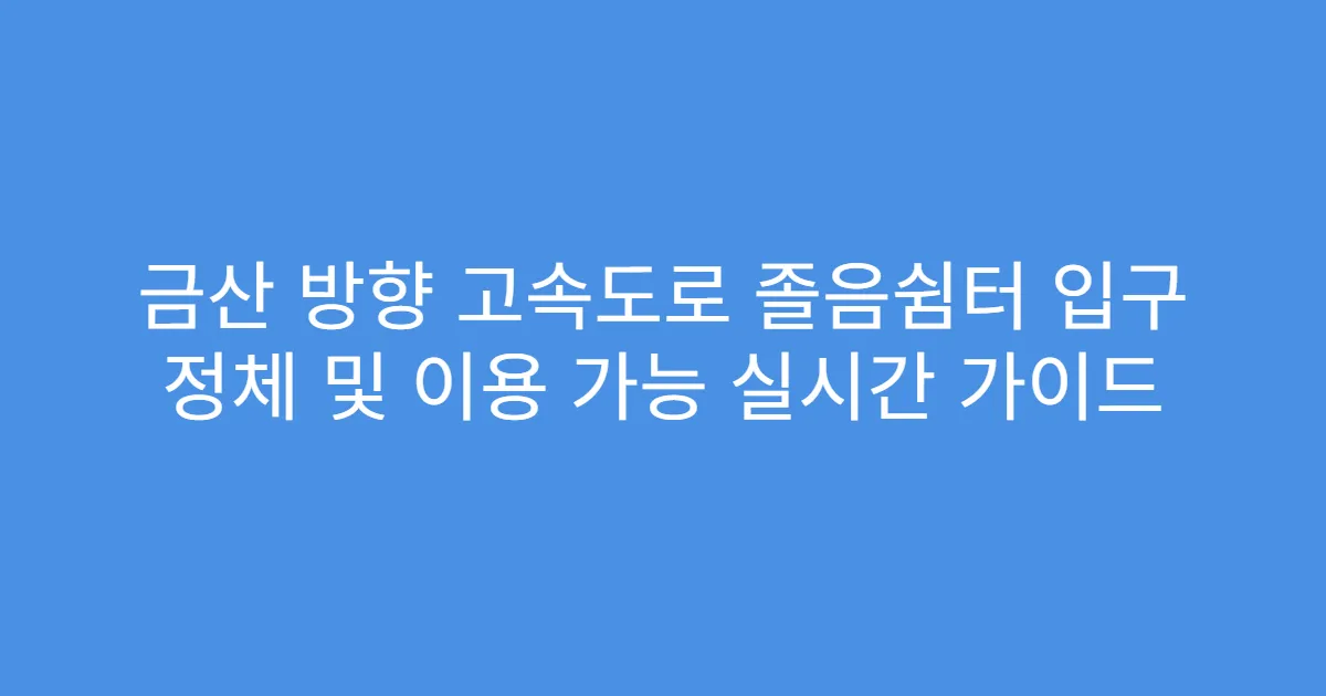 금산 방향 고속도로 졸음쉼터 입구 정체 및 이용 가능 실시간 가이드