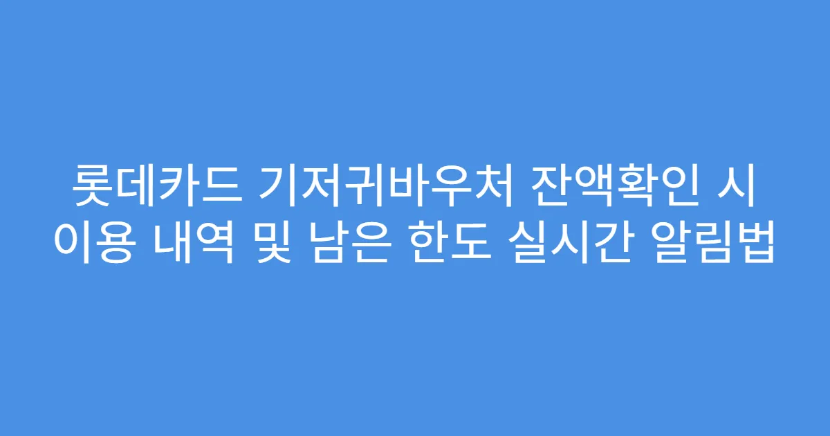 롯데카드 기저귀바우처 잔액확인 시 이용 내역 및 남은 한도 실시간 알림법