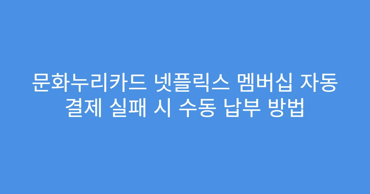 문화누리카드 넷플릭스 멤버십 자동 결제 실패 시 수동 납부 방법
