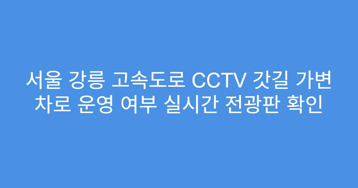서울 강릉 고속도로 CCTV 갓길 가변 차로 운영 여부 실시간 전광판 확인