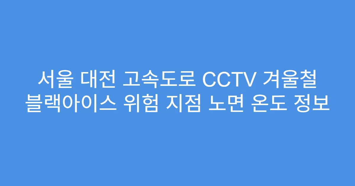 서울 대전 고속도로 CCTV 겨울철 블랙아이스 위험 지점 노면 온도 정보