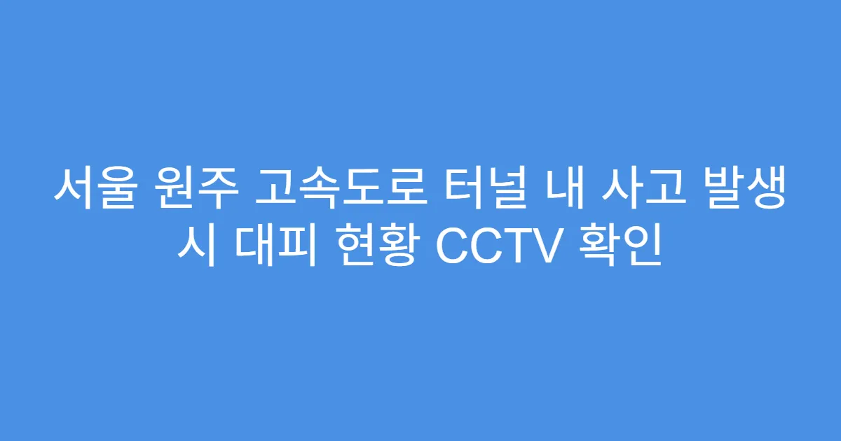 서울 원주 고속도로 터널 내 사고 발생 시 대피 현황 CCTV 확인