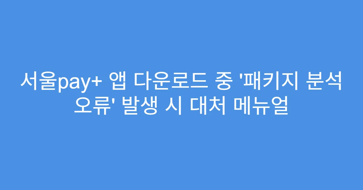 서울pay+ 앱 다운로드 중 ‘패키지 분석 오류’ 발생 시 대처 메뉴얼