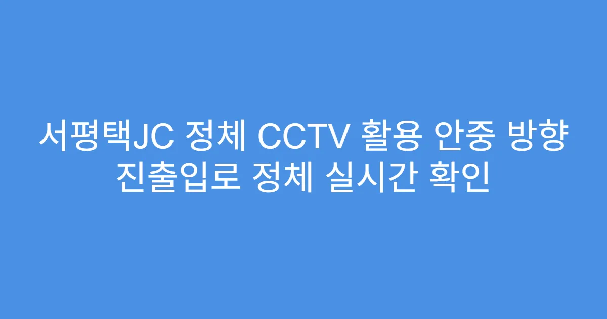 서평택JC 정체 CCTV 활용 안중 방향 진출입로 정체 실시간 확인