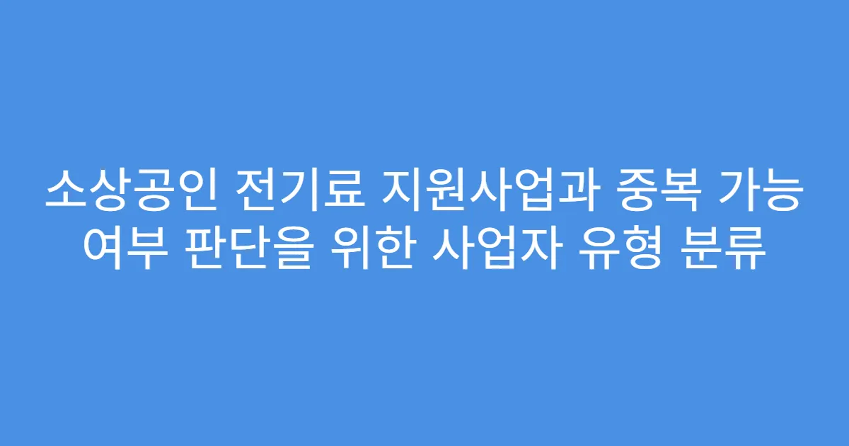소상공인 전기료 지원사업과 중복 가능 여부 판단을 위한 사업자 유형 분류