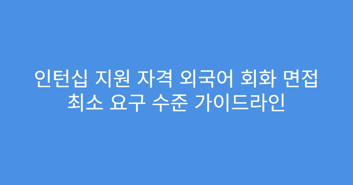 인턴십 지원 자격 외국어 회화 면접 최소 요구 수준 가이드라인