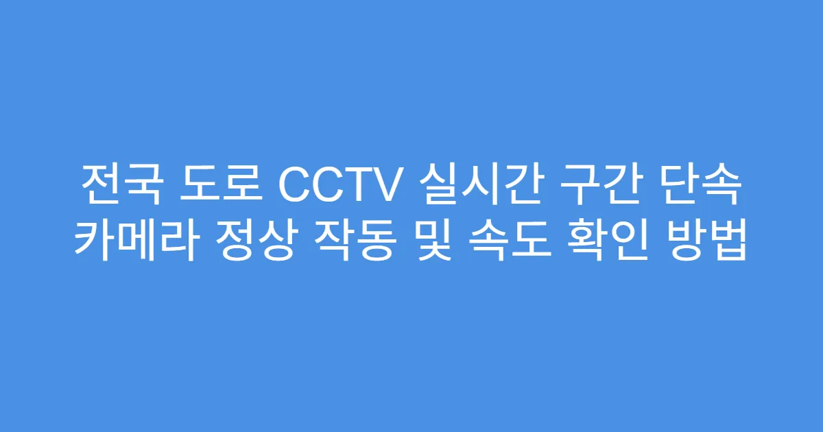 전국 도로 CCTV 실시간 구간 단속 카메라 정상 작동 및 속도 확인 방법