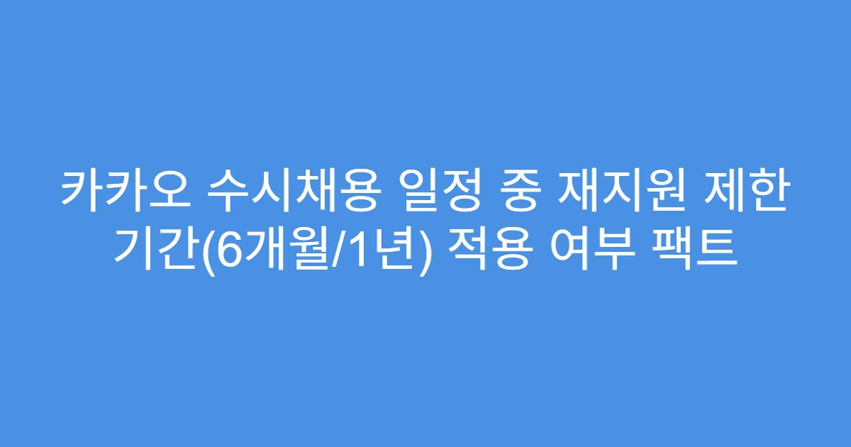 카카오 수시채용 일정 중 재지원 제한 기간(6개월/1년) 적용 여부 팩트