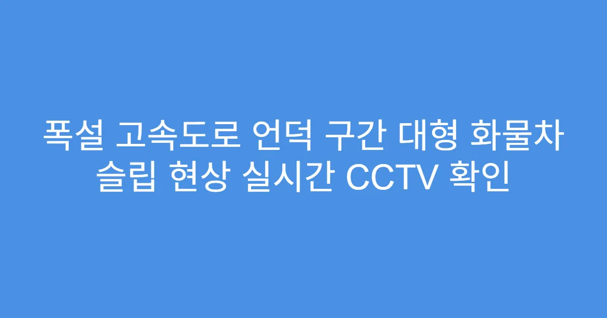 폭설 고속도로 언덕 구간 대형 화물차 슬립 현상 실시간 CCTV 확인