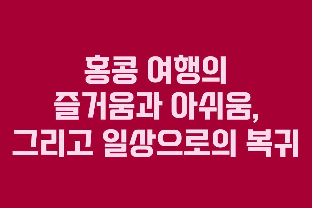 홍콩 여행의 즐거움과 아쉬움, 그리고 일상으로의 복귀