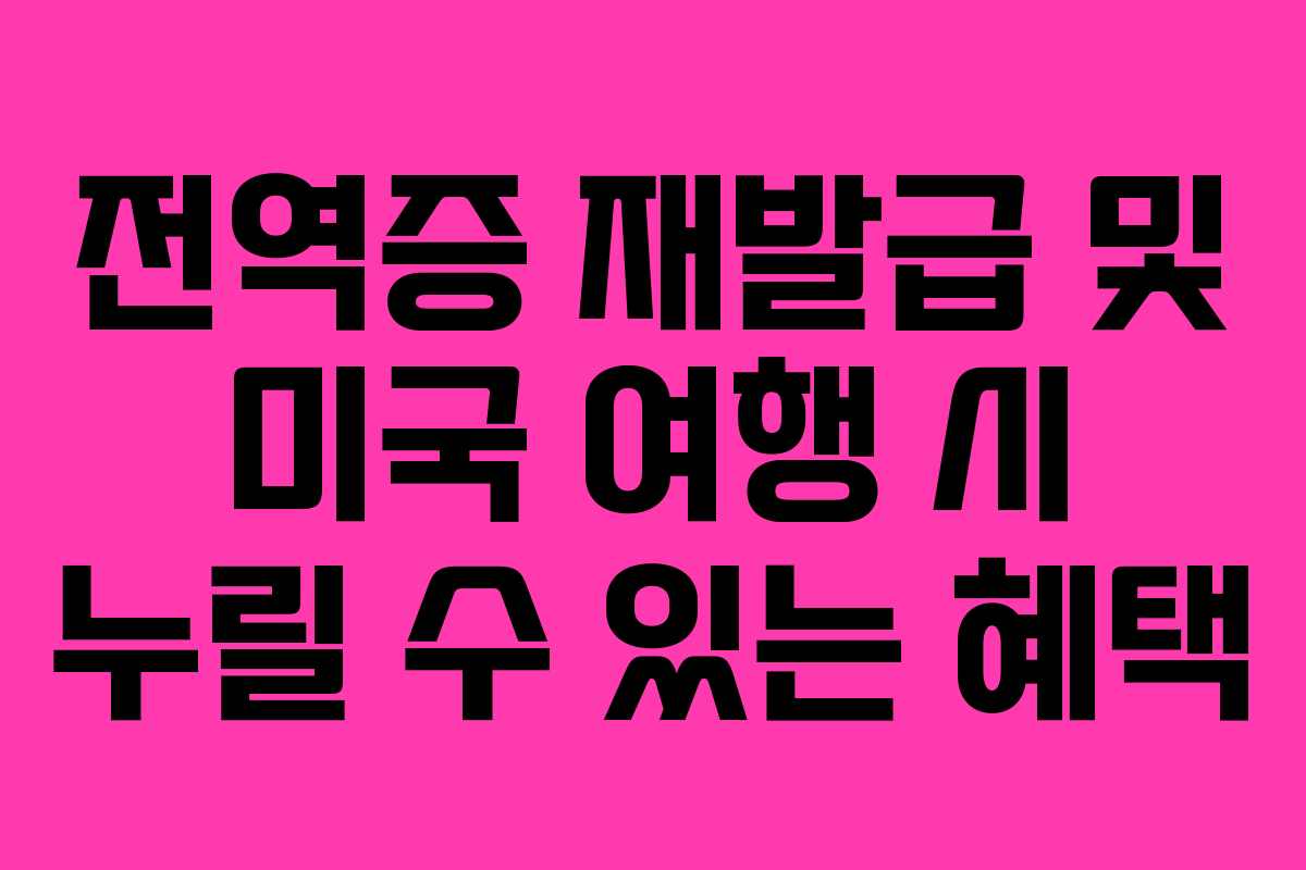 전역증 재발급 및 미국 여행 시 누릴 수 있는 혜택