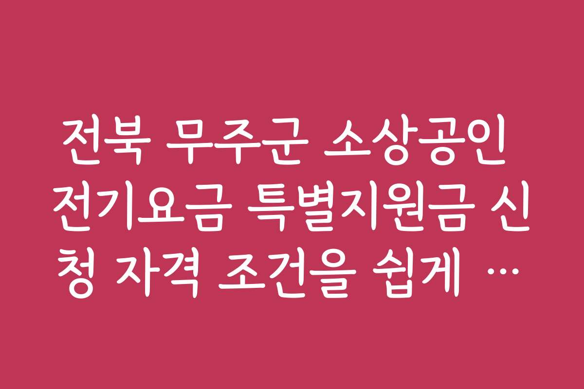 전북 무주군 소상공인 전기요금 특별지원금 신청 자격 조건을 쉽게 이해할 수 있는 가이드