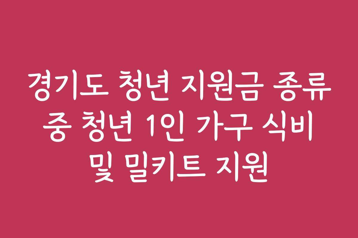경기도 청년 지원금 종류 중 청년 1인 가구 식비 및 밀키트 지원
