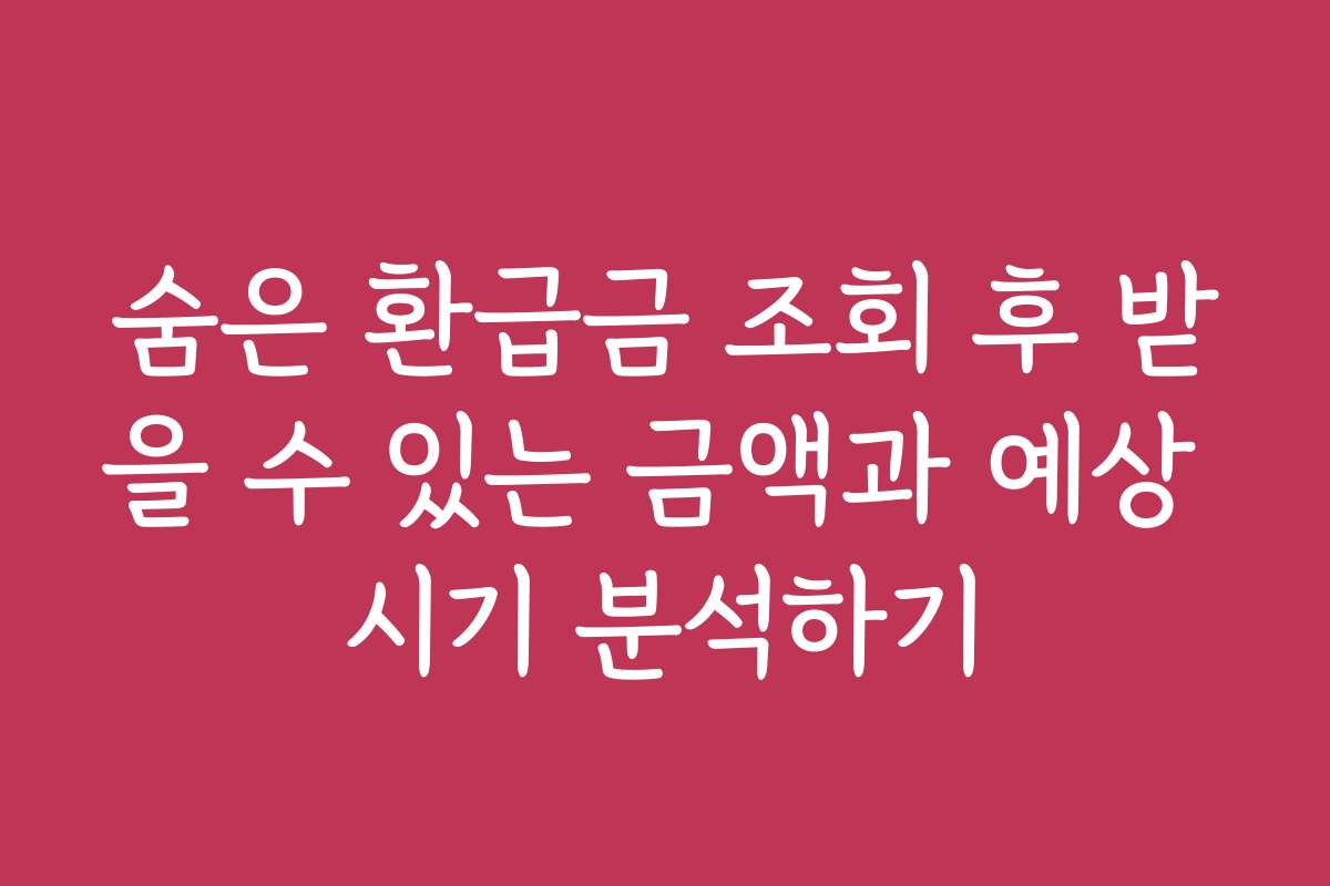 숨은 환급금 조회 후 받을 수 있는 금액과 예상 시기 분석하기