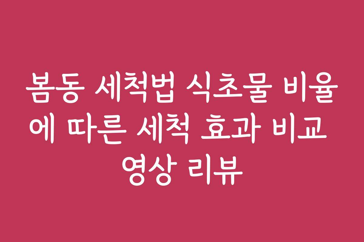 봄동 세척법 식초물 비율에 따른 세척 효과 비교 영상 리뷰