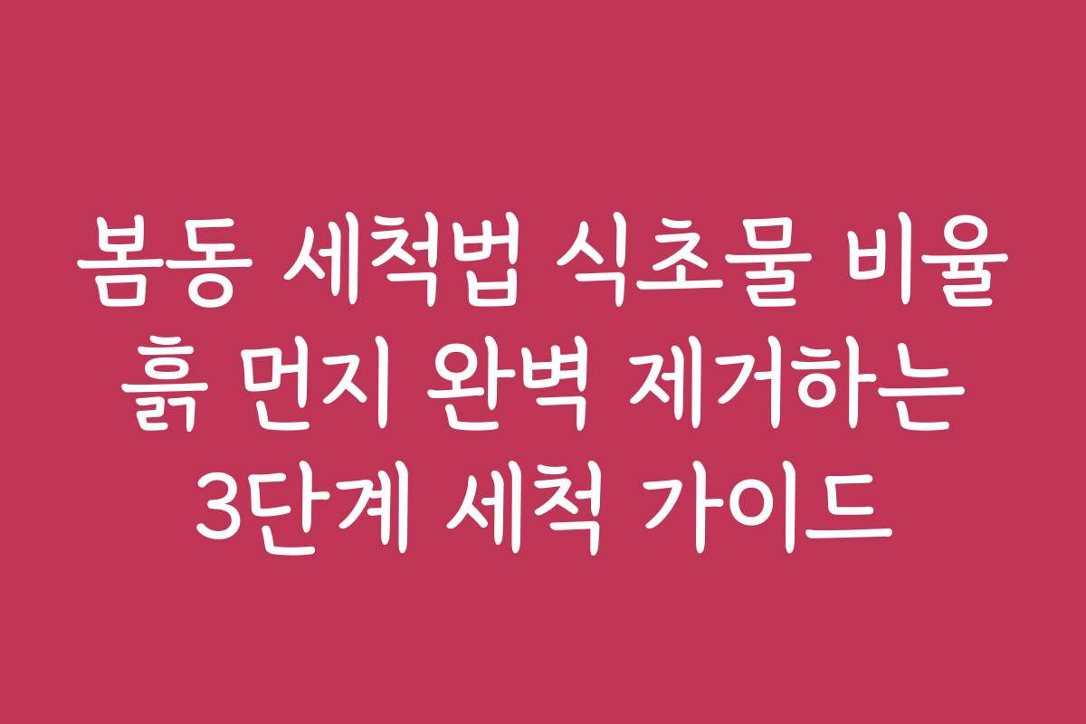 봄동 세척법 식초물 비율 흙 먼지 완벽 제거하는 3단계 세척 가이드