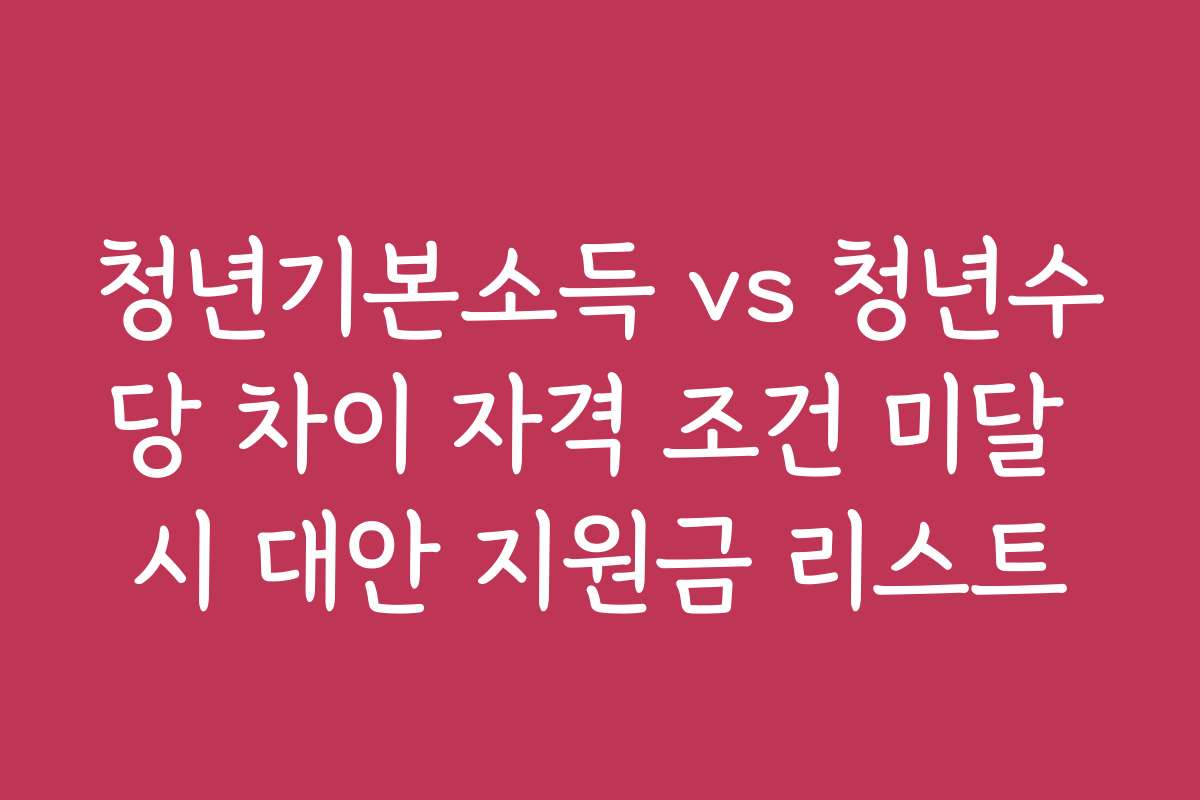 청년기본소득 vs 청년수당 차이 자격 조건 미달 시 대안 지원금 리스트