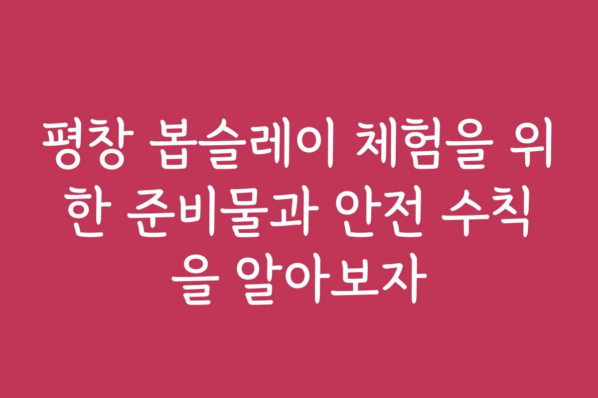 평창 봅슬레이 체험을 위한 준비물과 안전 수칙을 알아보자