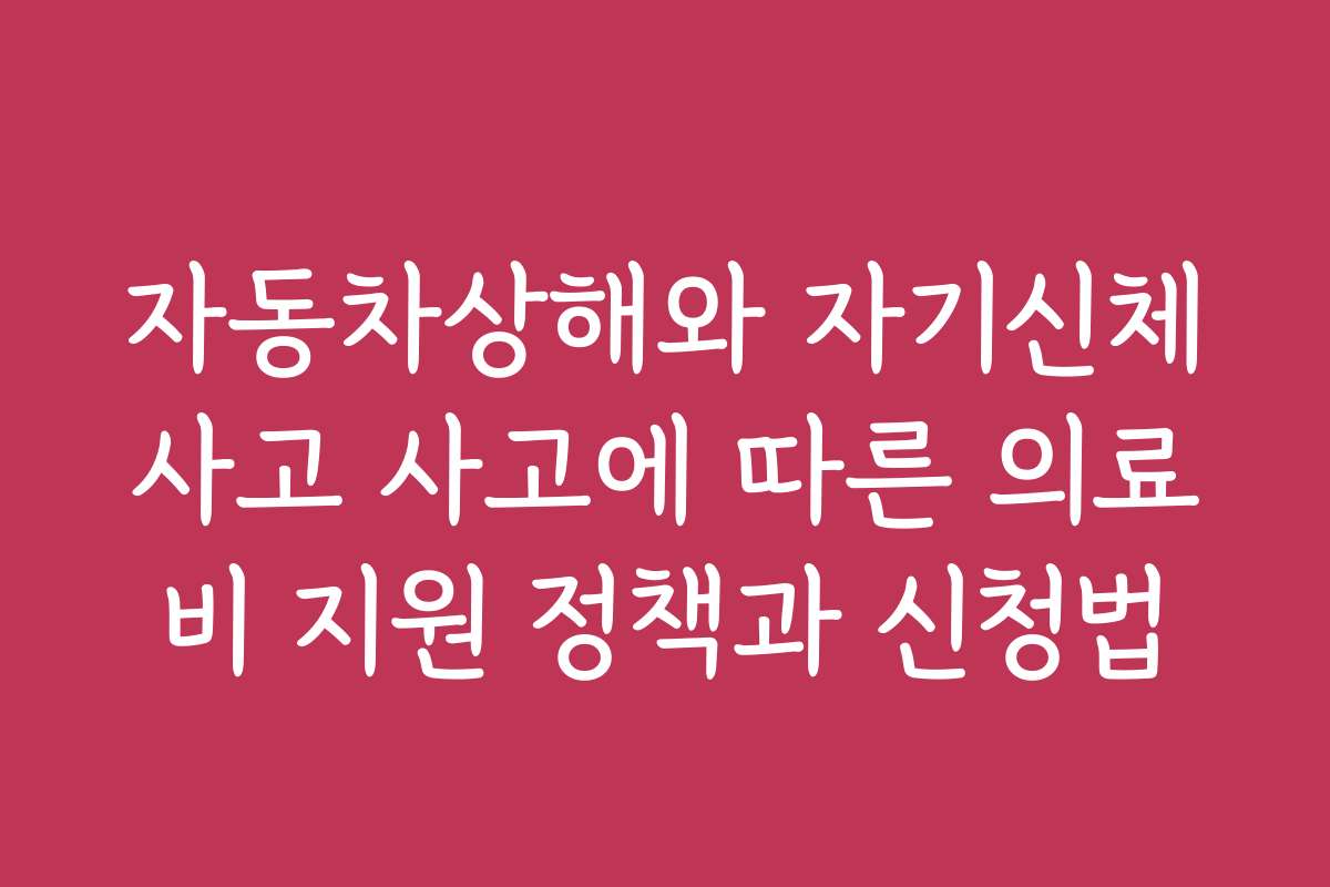 자동차상해와 자기신체사고 사고에 따른 의료비 지원 정책과 신청법