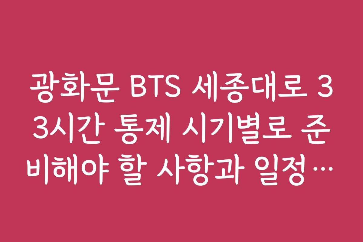 광화문 BTS 세종대로 33시간 통제 시기별로 준비해야 할 사항과 일정 체크리스트를 제공해 주세요