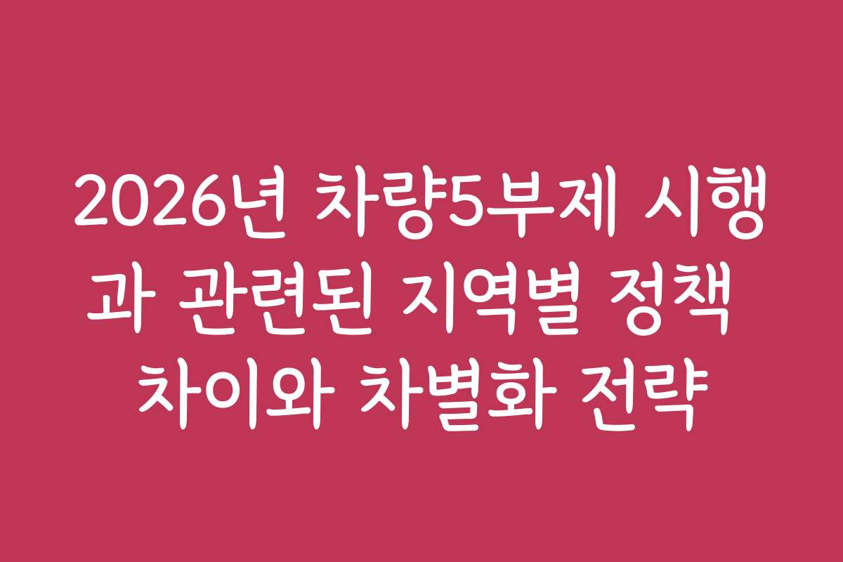 2026년 차량5부제 시행과 관련된 지역별 정책 차이와 차별화 전략
