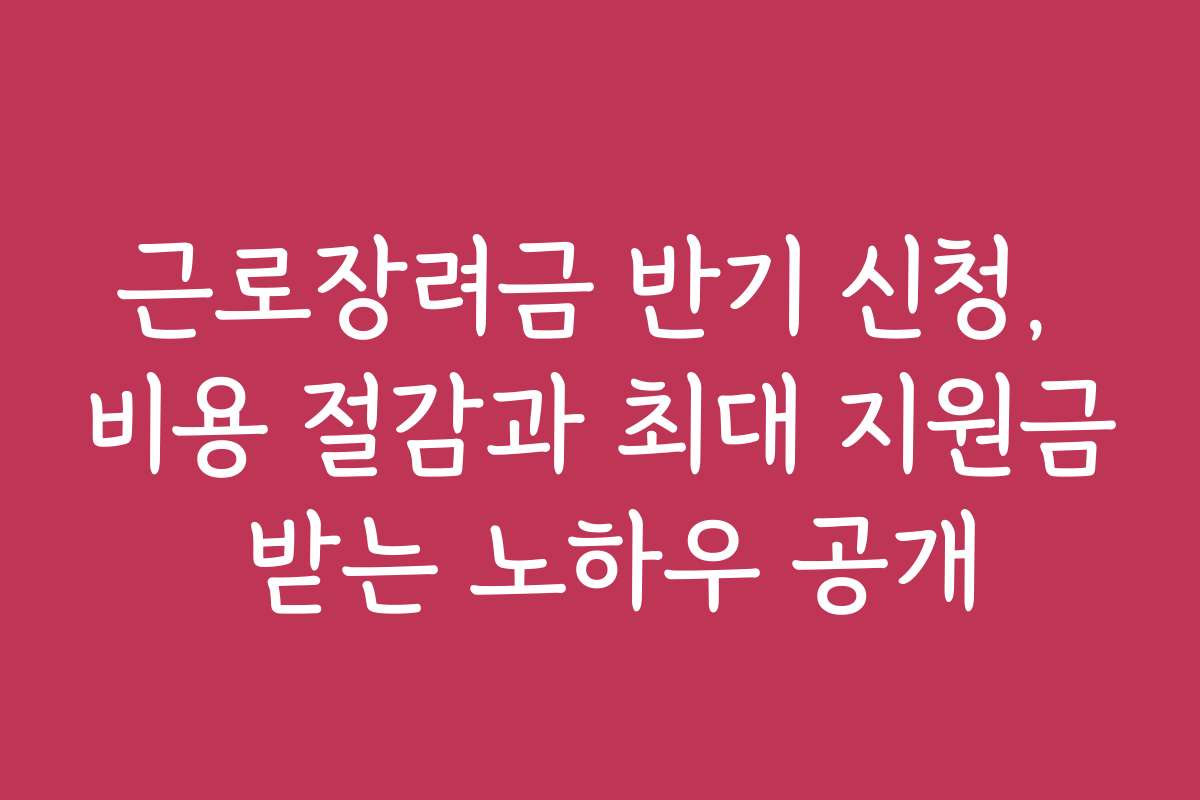 근로장려금 반기 신청, 비용 절감과 최대 지원금 받는 노하우 공개