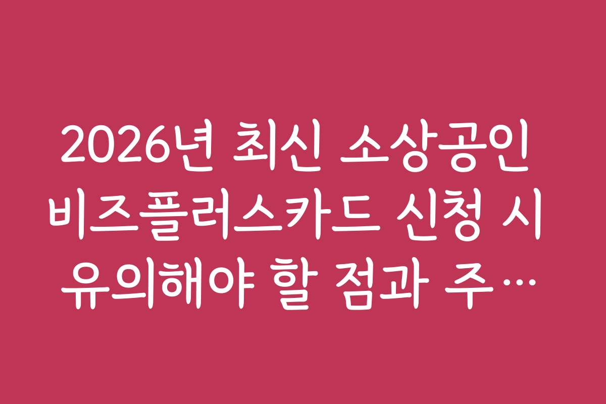 2026년 최신 소상공인 비즈플러스카드 신청 시 유의해야 할 점과 주의사항