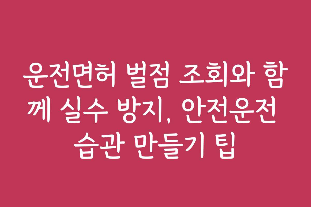 운전면허 벌점 조회와 함께 실수 방지, 안전운전 습관 만들기 팁