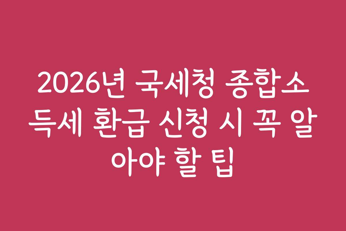 2026년 국세청 종합소득세 환급 신청 시 꼭 알아야 할 팁