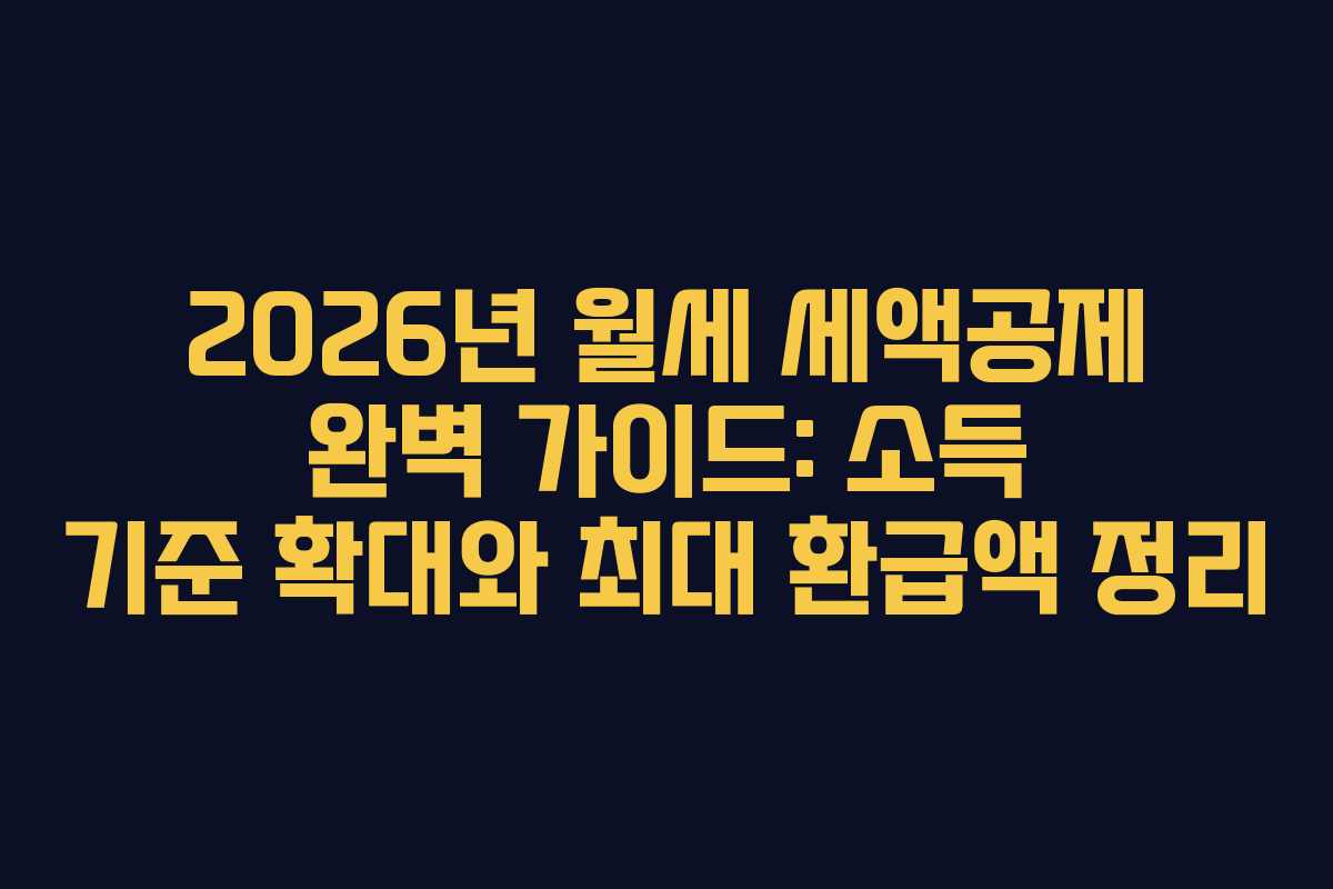 2026년 월세 세액공제 완벽 가이드: 소득 기준 확대와 최대 환급액 정리