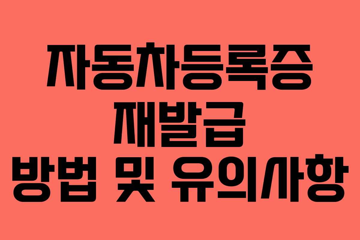 자동차등록증 재발급 방법 및 유의사항