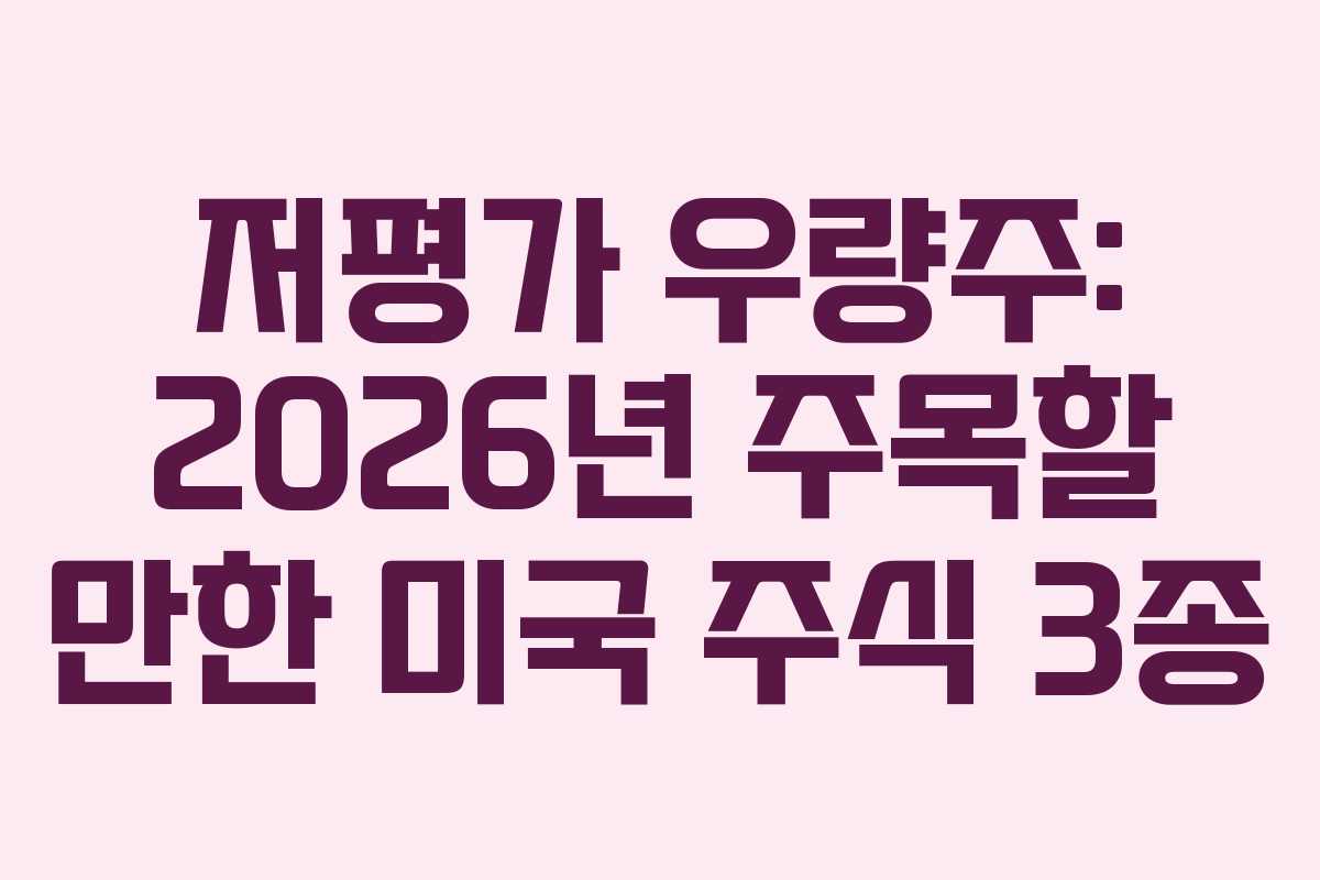 저평가 우량주: 2026년 주목할 만한 미국 주식 3종