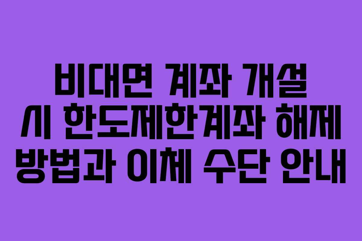 비대면 계좌 개설 시 한도제한계좌 해제 방법과 이체 수단 안내
