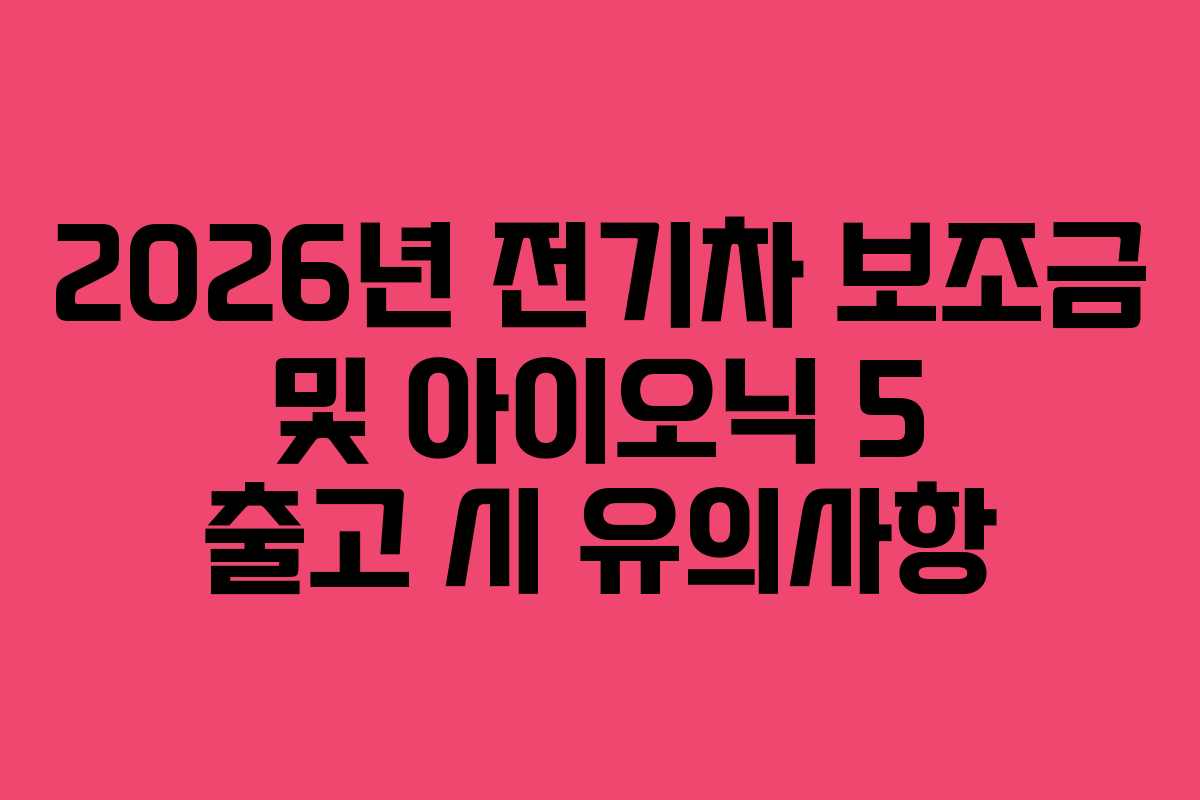 2026년 전기차 보조금 및 아이오닉 5 출고 시 유의사항