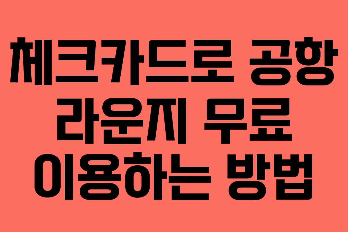 체크카드로 공항 라운지 무료 이용하는 방법