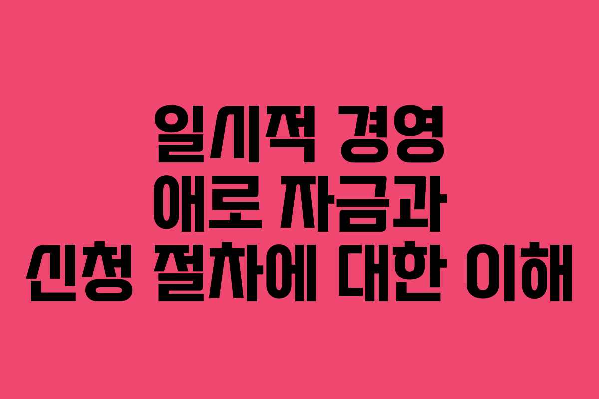 일시적 경영 애로 자금과 신청 절차에 대한 이해