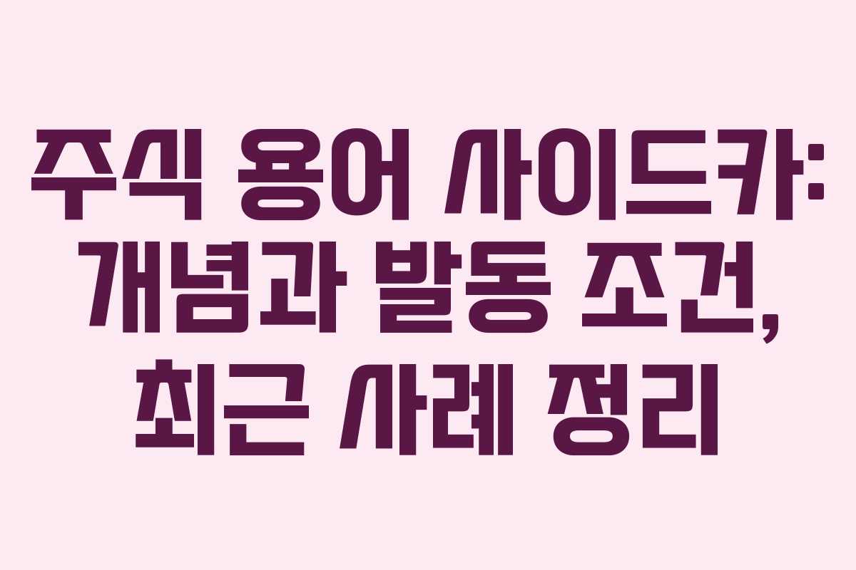 주식 용어 사이드카: 개념과 발동 조건, 최근 사례 정리