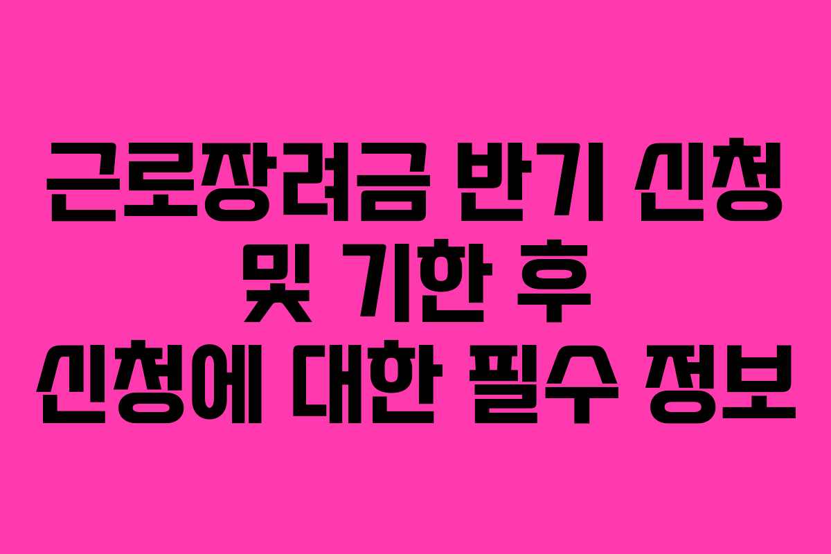 근로장려금 반기 신청 및 기한 후 신청에 대한 필수 정보