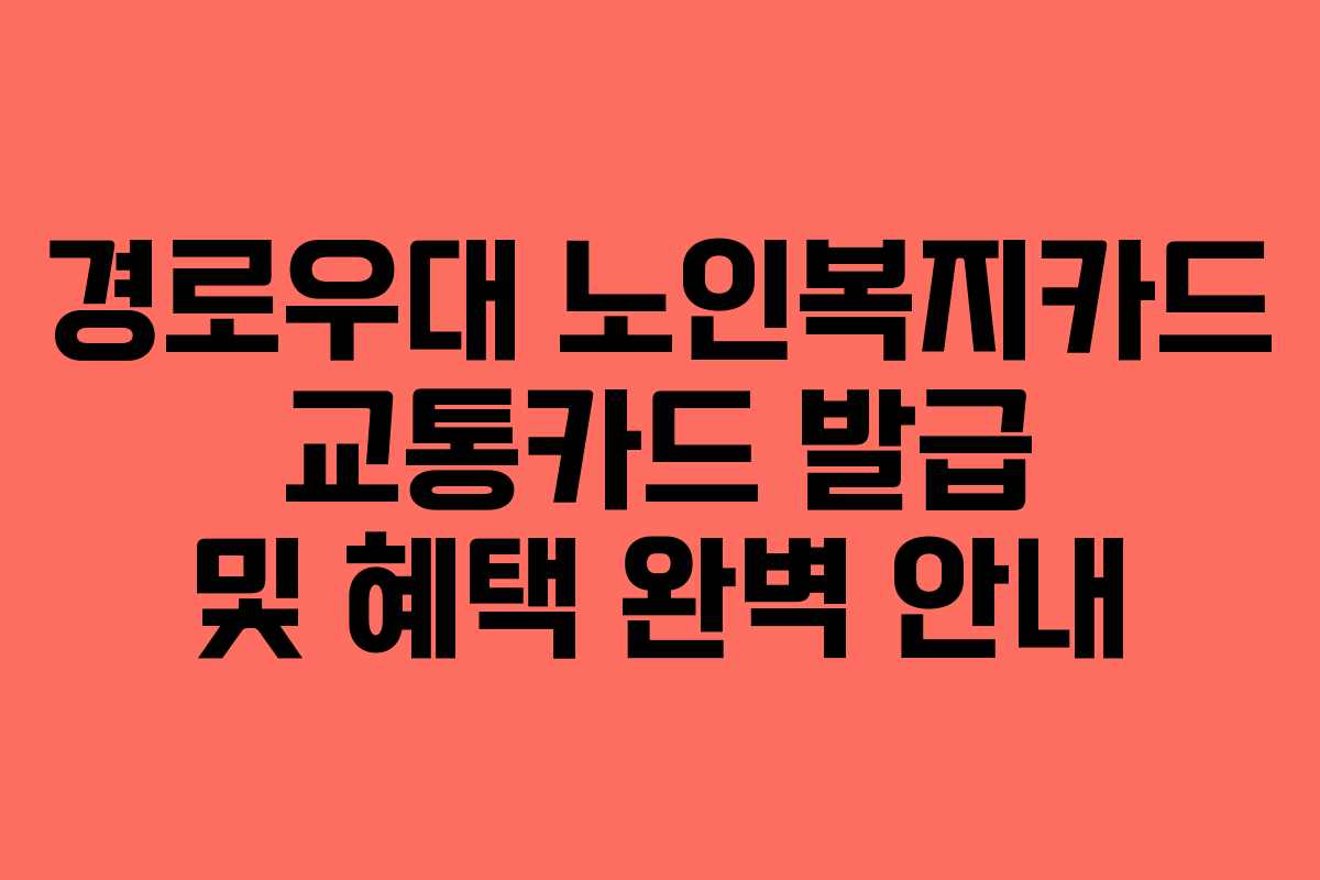 경로우대 노인복지카드 교통카드 발급 및 혜택 완벽 안내