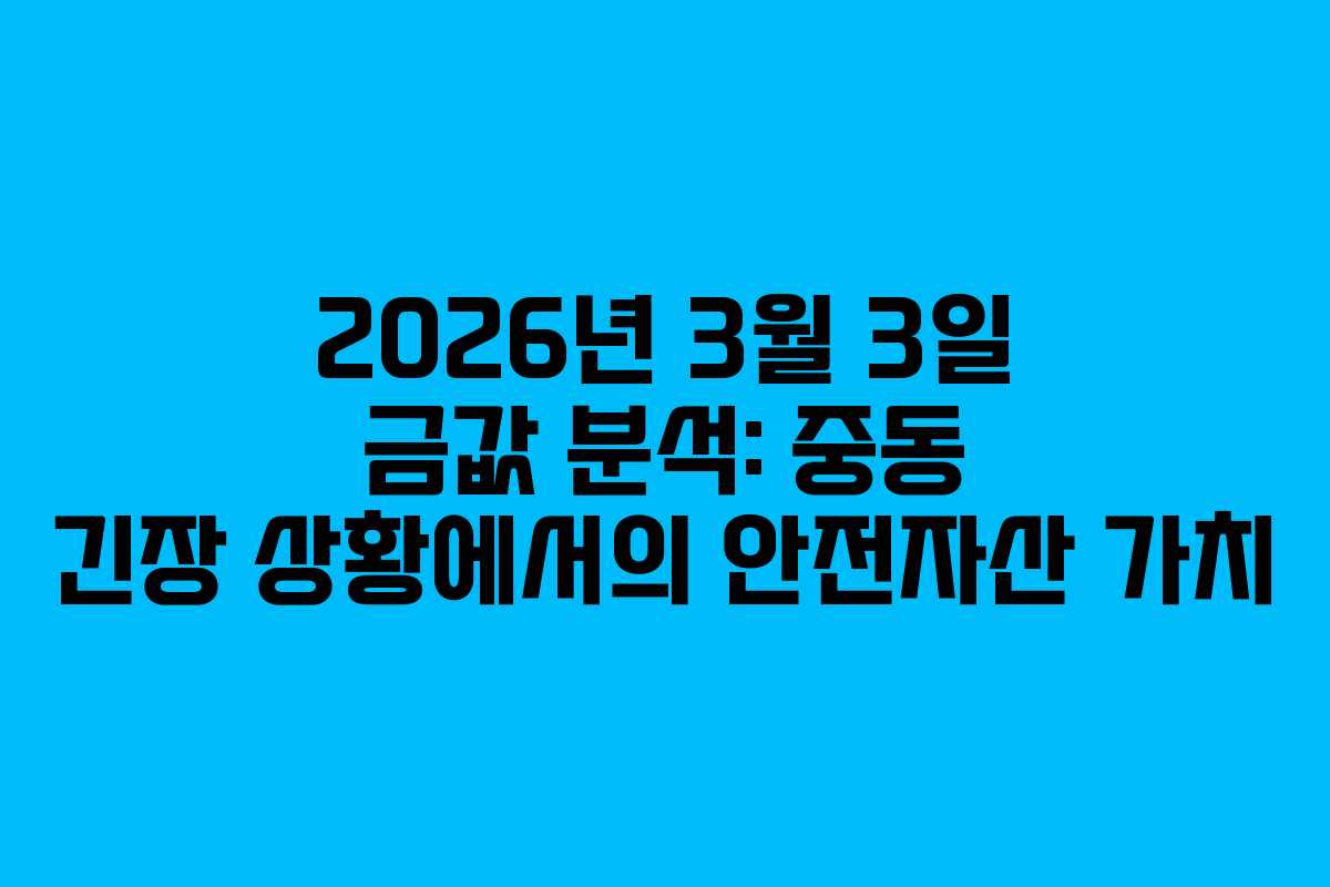 2026년 3월 3일 금값 분석: 중동 긴장 상황에서의 안전자산 가치