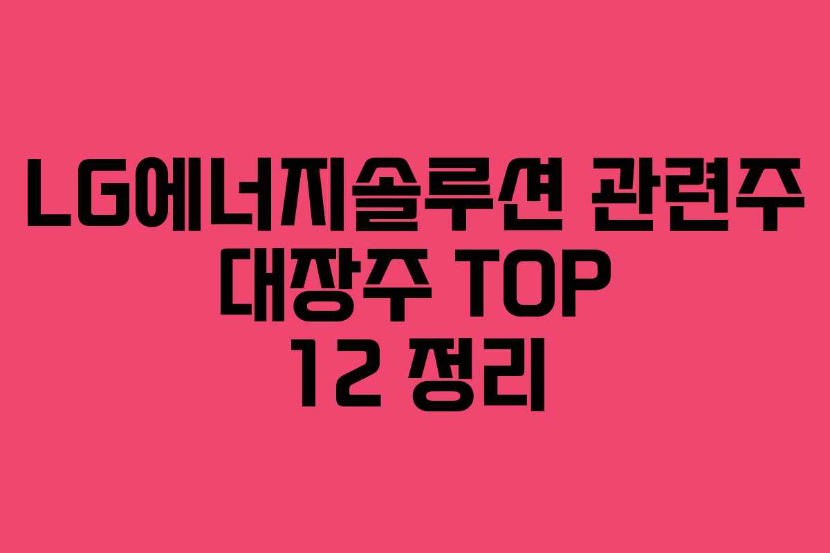 LG에너지솔루션 관련주 대장주 TOP 12 정리