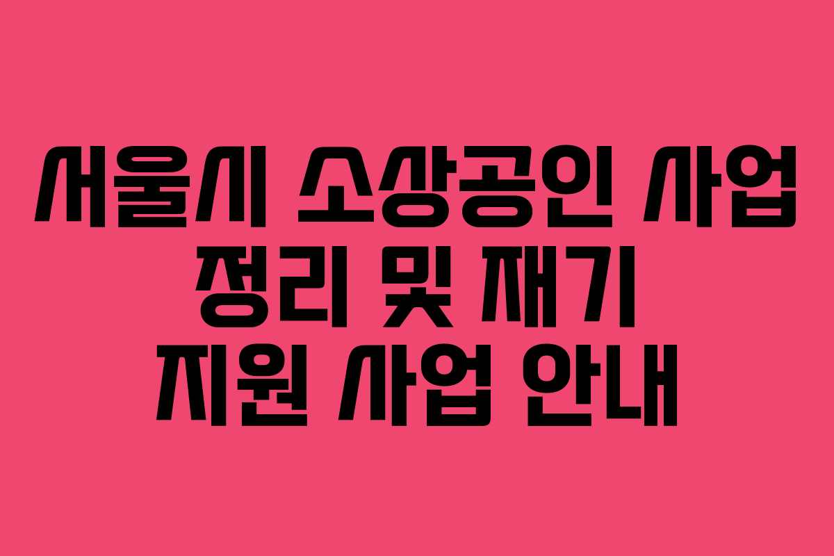 서울시 소상공인 사업 정리 및 재기 지원 사업 안내