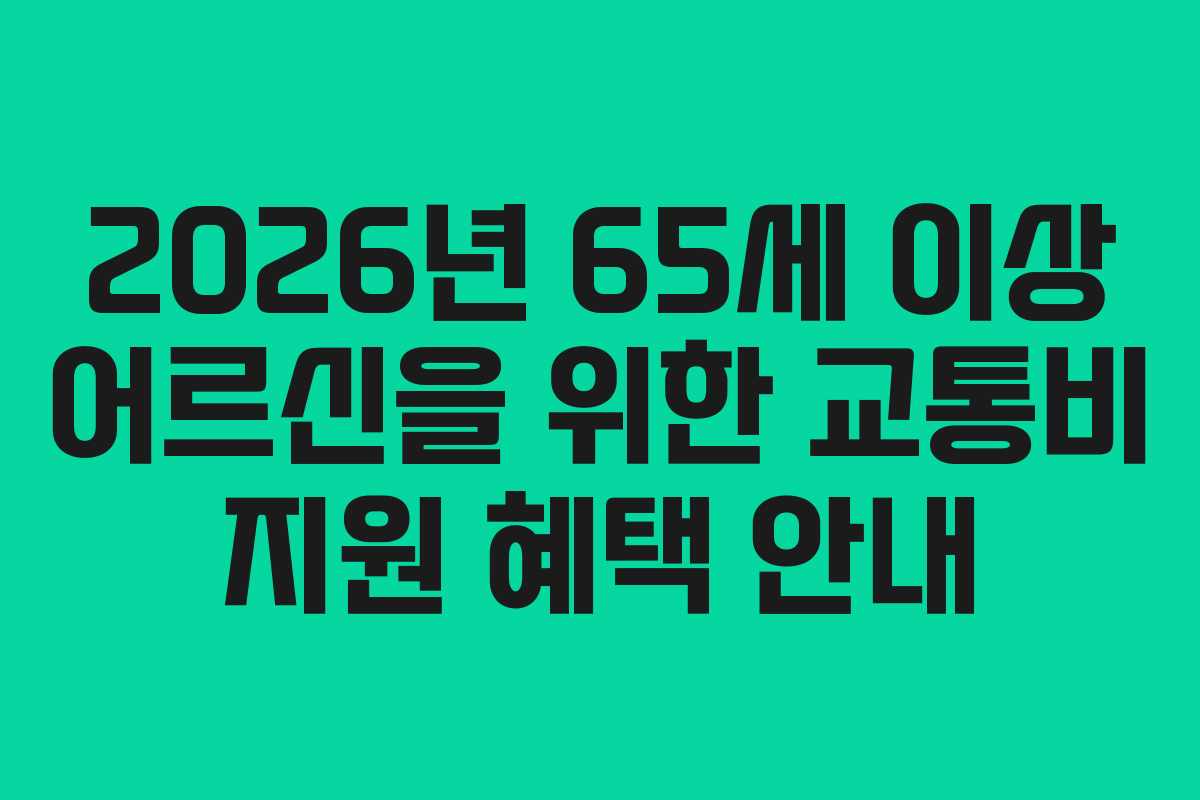 2026년 65세 이상 어르신을 위한 교통비 지원 혜택 안내
