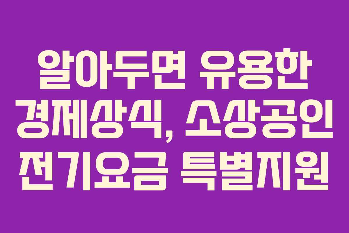 알아두면 유용한 경제상식, 소상공인 전기요금 특별지원